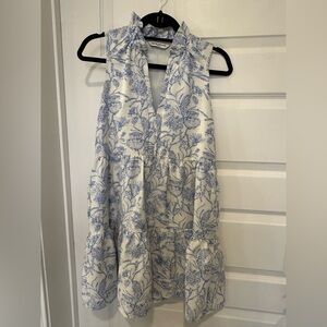 Amanda Uprichard White Dress with Blue Floral Design